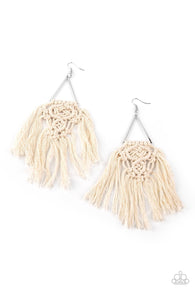 Modern Day Macrame - White Earrings