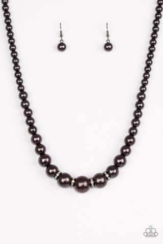 Party Pearls Black Necklace-ShelleysBling.com-ShelleysPaparazzi.com