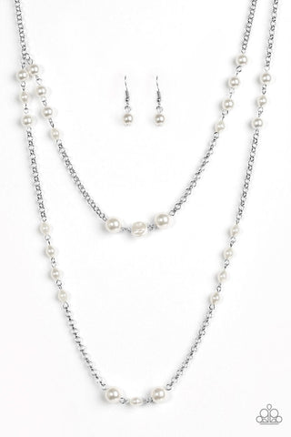 Pearl Promenade White Necklace-ShelleysBling.com-ShelleysPaparazzi.com