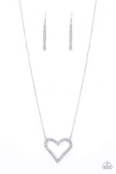 Pull Some Heart-strings White Necklace
