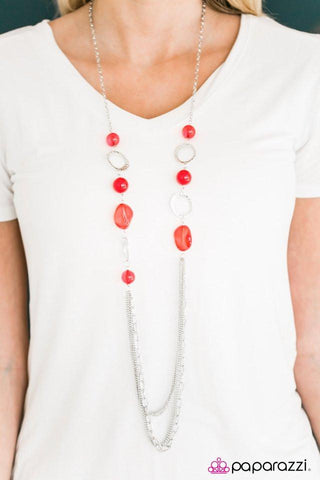 Sassy and Glassy - Red Necklace-Paparazzi Accessories-ShelleysPaparazzi.com