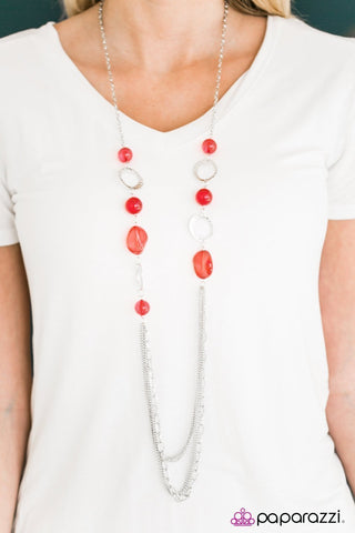 Sassy and Glassy Red Necklace-ShelleysBling.com-ShelleysPaparazzi.com