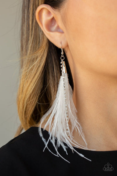Showstopping Showgirl White Earrings