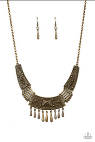 Steer it Up Brass Necklace