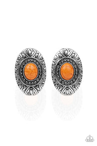 Stone Tiki Orange Post Earrings