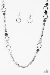 Stylishly Steampunk Silver Necklace-ShelleysBling.com-ShelleysPaparazzi.com