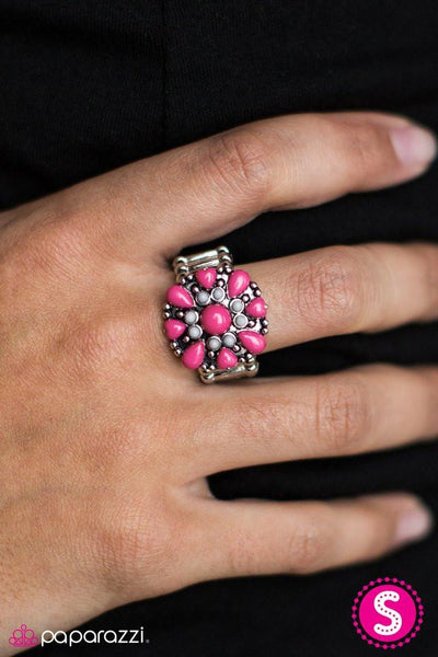 Summer Haze - Pink Ring-Paparazzi Accessories-ShelleysPaparazzi.com