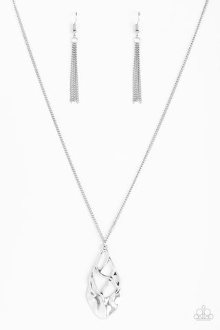 Swank Bank Silver Necklace and Earrings Set-ShelleysBling.com-ShelleysPaparazzi.com