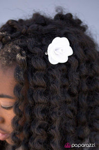 Teachers Pet - White Hair Clip-Paparazzi Accessories-ShelleysPaparazzi.com