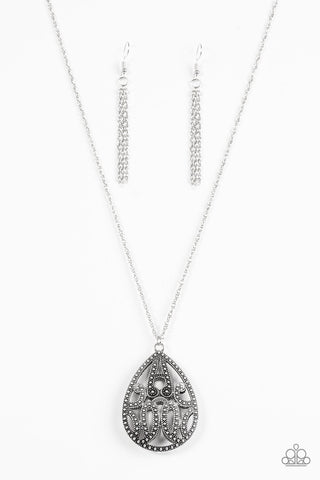 Teardrop Dead Gorgeous Silver Necklace-ShelleysBling.com-ShelleysPaparazzi.com