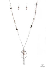Teardroppin Tassels Silver Necklace-ShelleysBling.com-ShelleysPaparazzi.com
