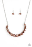 The Fashion Show Must Go On Brown Necklace and Earrings Set-ShelleysBling.com-ShelleysPaparazzi.com
