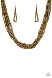 The Speed of Starlight Brass Necklace and Bracelet Set-ShelleysBling.com-ShelleysPaparazzi.com
