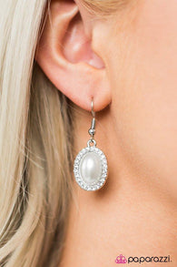 Timelessly Tampa - White Earrings-Paparazzi Accessories-ShelleysPaparazzi.com