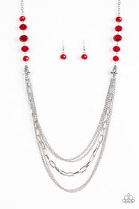 Turn it Up Town Red Necklace-ShelleysBling.com-ShelleysPaparazzi.com