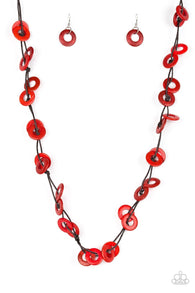 Waikiki Winds Red Necklace-ShelleysBling.com-ShelleysPaparazzi.com