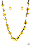 Waikiki Winds Yellow Necklace-ShelleysBling.com-ShelleysPaparazzi.com