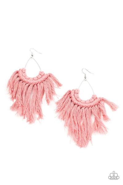 Wanna Piece or Macrame Pink Earrings
